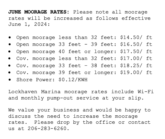 Moorage Rates